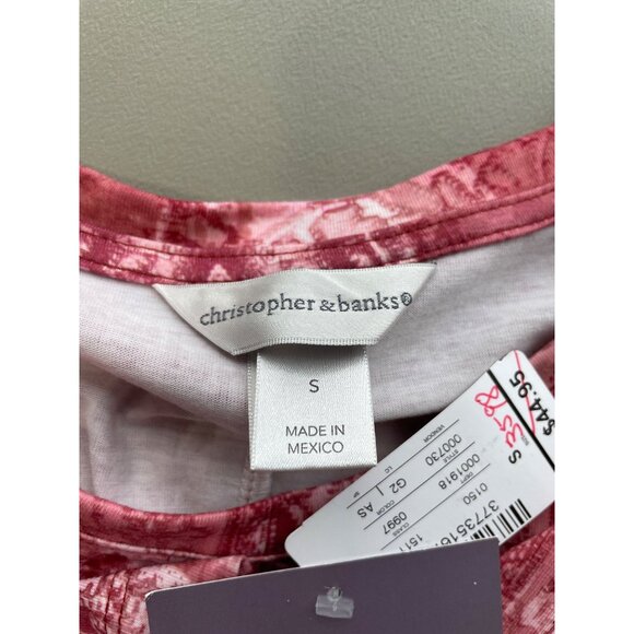 Christopher and Banks Top Size Small Floral Crewneck Short Sleeve Red Boho NEW - Picture 5 of 9